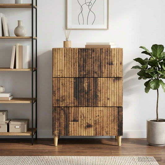 vidaXL Drawer Cabinet Old Wood 66 x 34.5 x 90 cm Engineered Wood