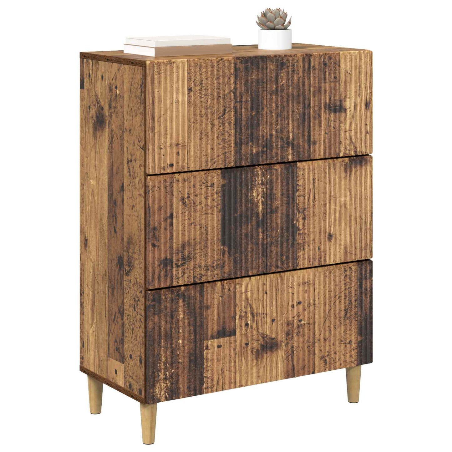 vidaXL Drawer Cabinet Old Wood 66 x 34.5 x 90 cm Engineered Wood