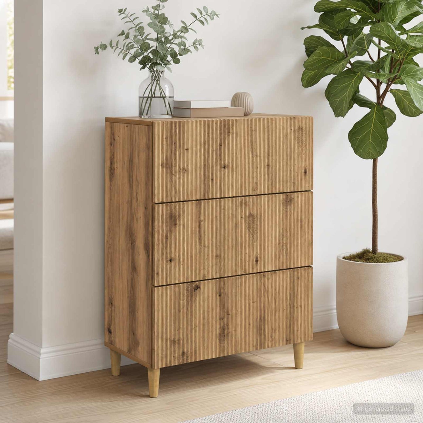 vidaXL Drawer Cabinet 66 x 34.5 x 90 cm Engineered Wood Artisan Oak