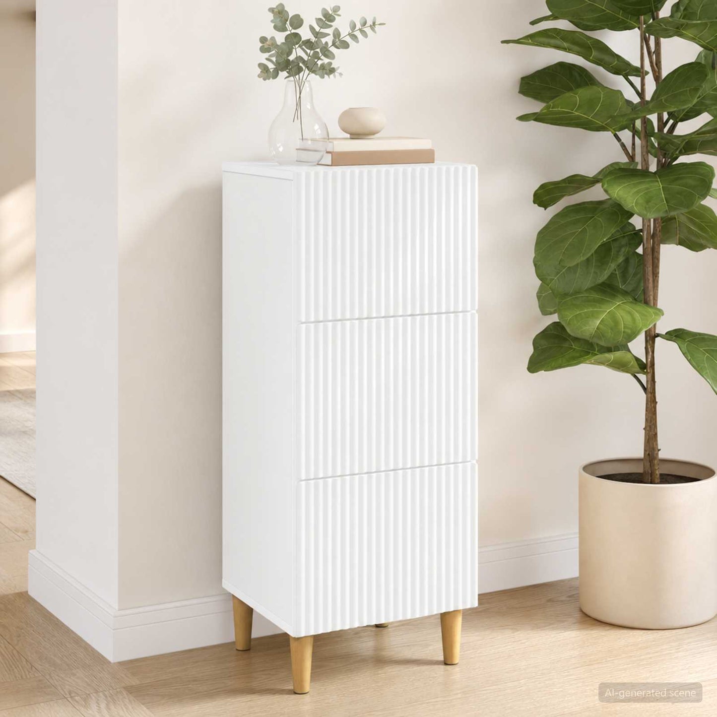 vidaXL Drawer Cabinet White 33 x 34.5 x 90 cm Engineered Wood