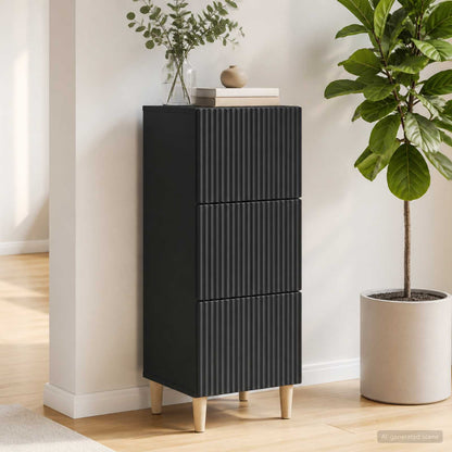 vidaXL Drawer Cabinet Black 33 x 34.5 x 90 cm Engineered Wood