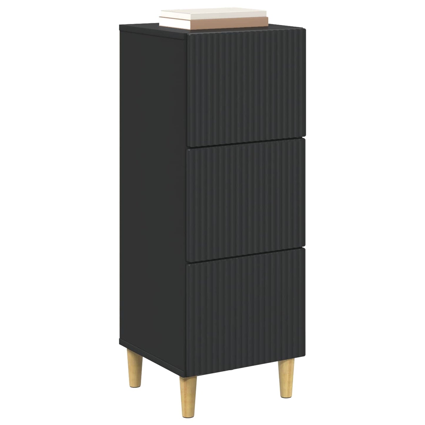 vidaXL Drawer Cabinet Black 33 x 34.5 x 90 cm Engineered Wood