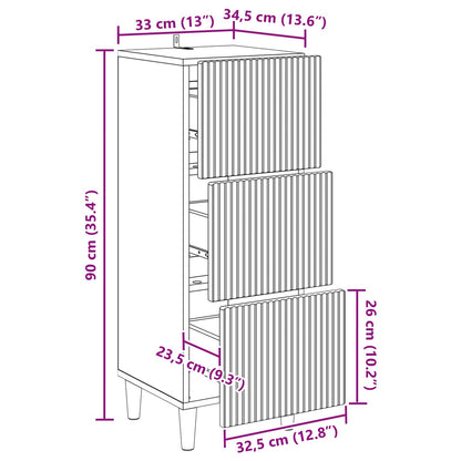 vidaXL Drawer Cabinet Black 33 x 34.5 x 90 cm Engineered Wood