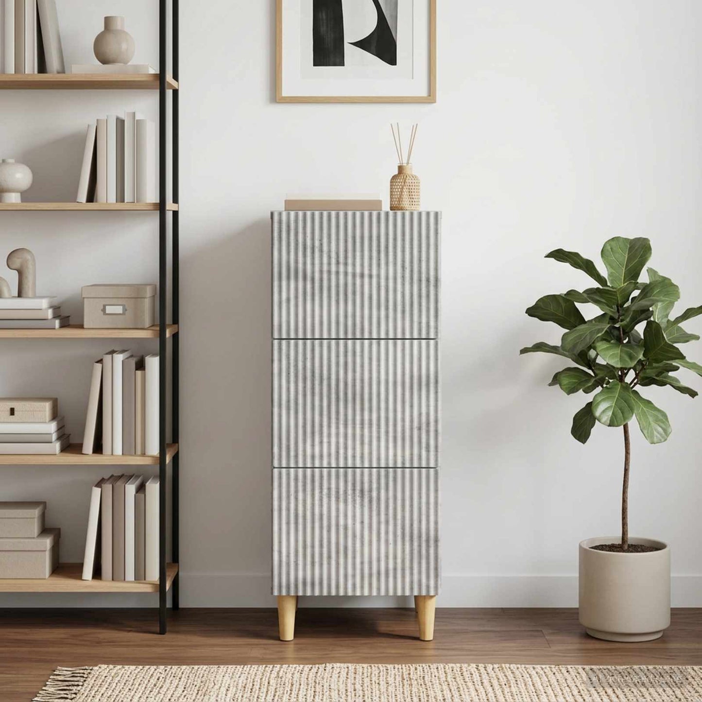 vidaXL Drawer Cabinet Concrete Grey 33 x 34.5 x 90 cm Engineered Wood