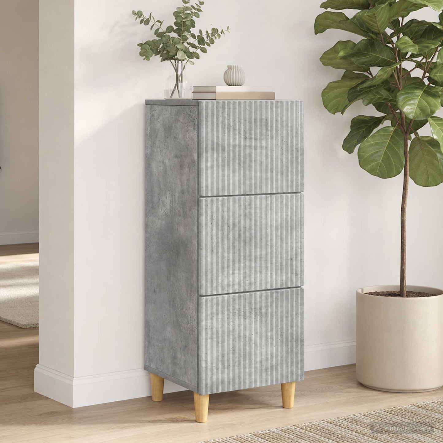 vidaXL Drawer Cabinet Concrete Grey 33 x 34.5 x 90 cm Engineered Wood