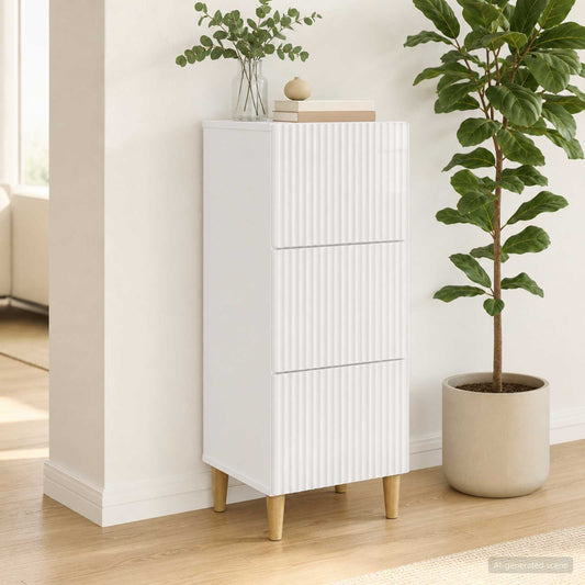 vidaXL Drawer Cabinet High Gloss White 33 x 34.5 x 90 cm