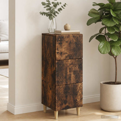 vidaXL Drawer Cabinet Smoked Oak 33 x 34.5 x 90 cm Engineered Wood