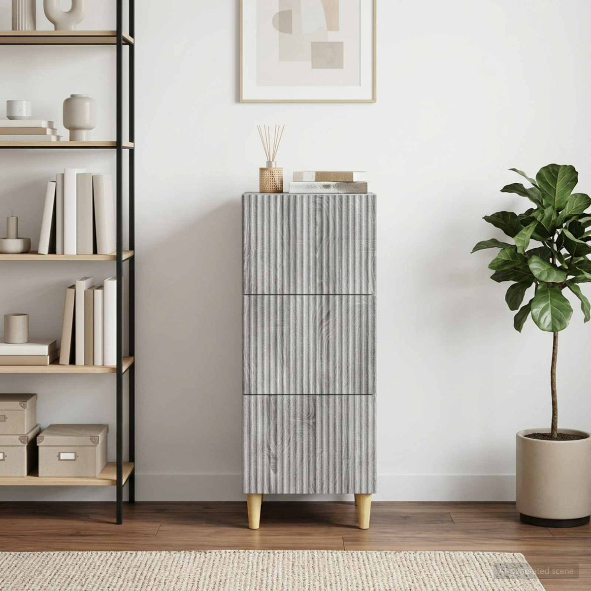 vidaXL Drawer Cabinet Grey Sonoma 33 x 34.5 x 90 cm Engineered Wood