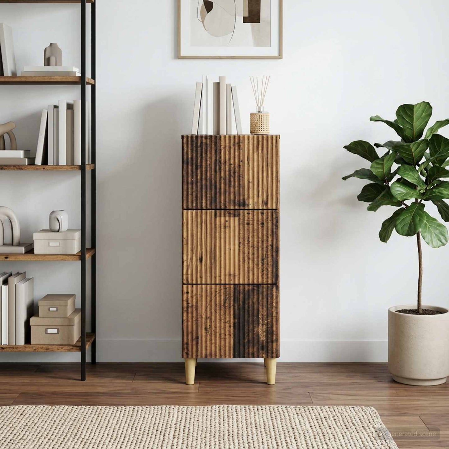 vidaXL Drawer Cabinet Old Wood 33 x 34.5 x 90 cm Engineered Wood