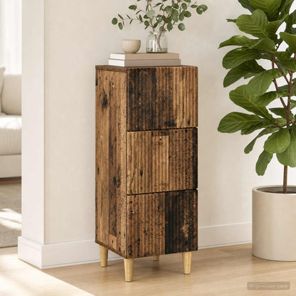 vidaXL Drawer Cabinet Old Wood 33 x 34.5 x 90 cm Engineered Wood