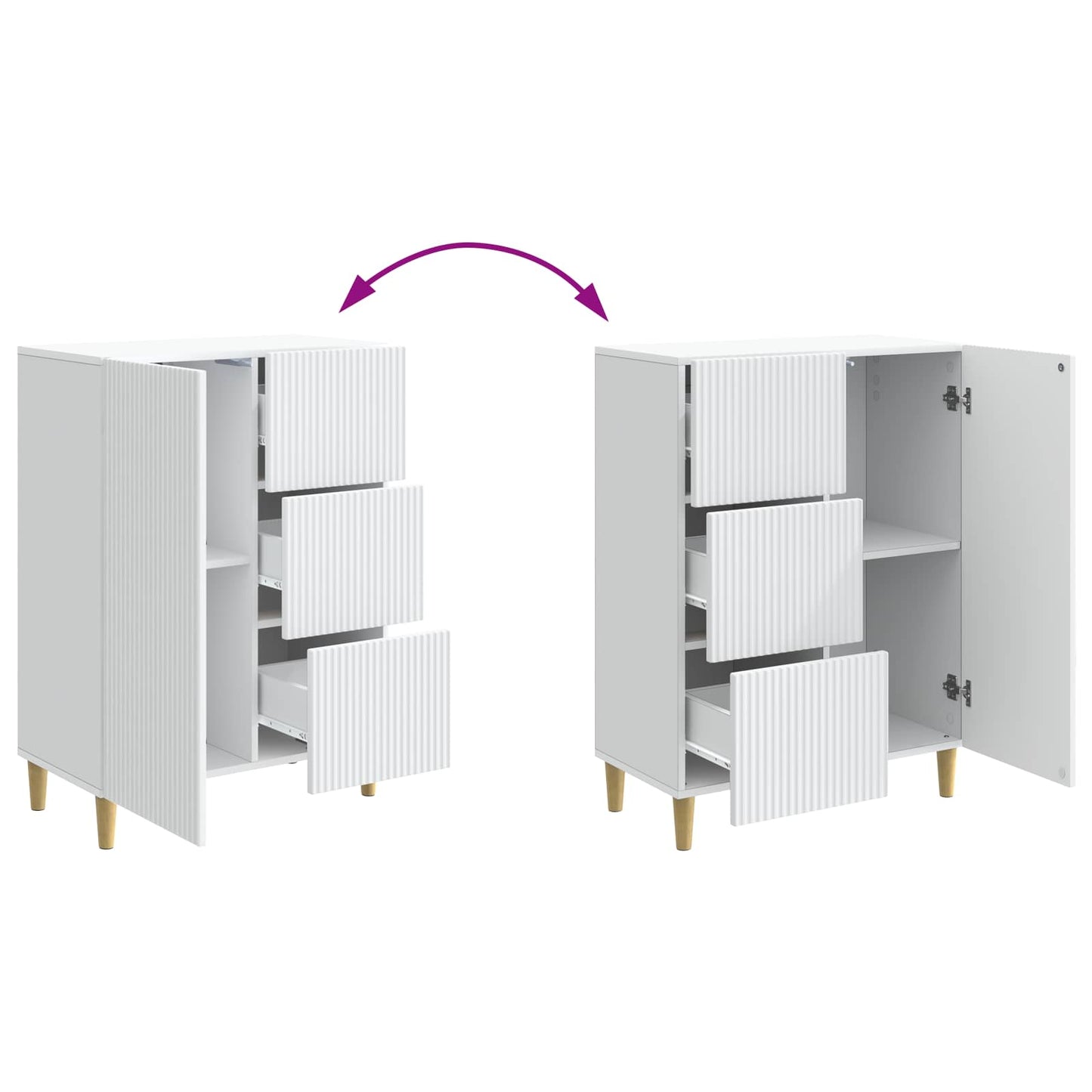 vidaXL Sideboard with Drawer White 66 x 34.5 x 90 cm Engineered Wood