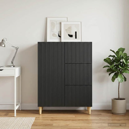 vidaXL Sideboard with Drawer Black 66 x 34.5 x 90 cm Engineered Wood