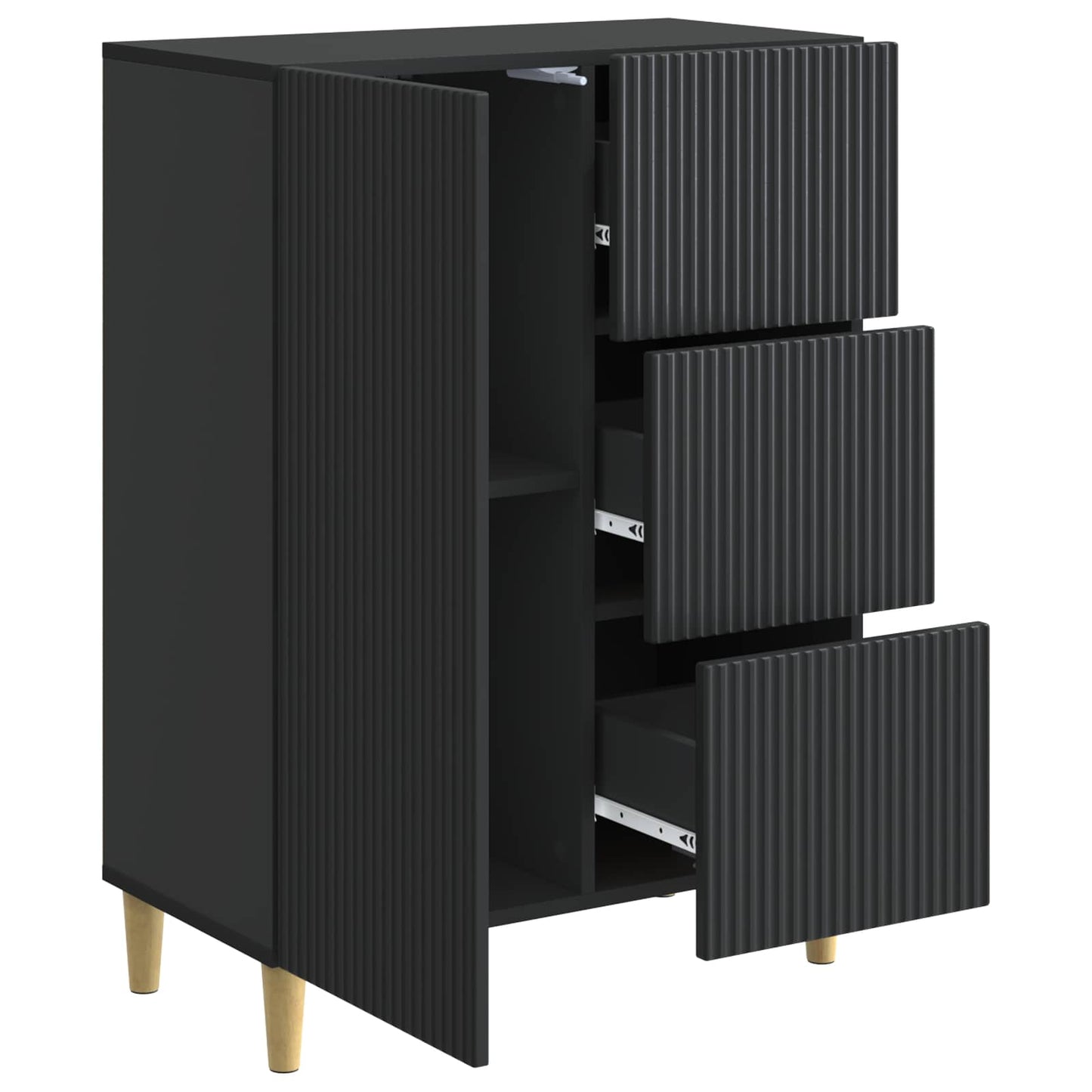 vidaXL Sideboard with Drawer Black 66 x 34.5 x 90 cm Engineered Wood