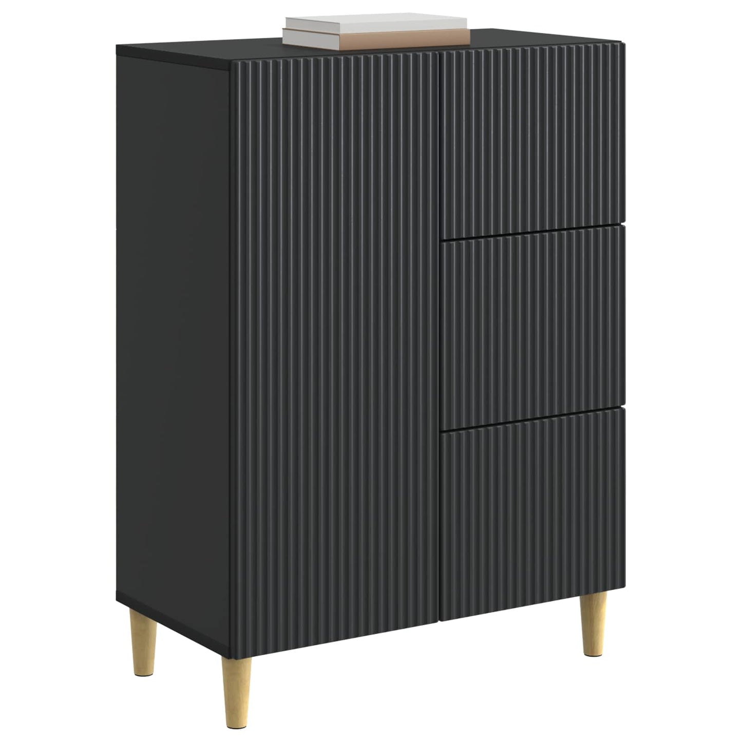 vidaXL Sideboard with Drawer Black 66 x 34.5 x 90 cm Engineered Wood