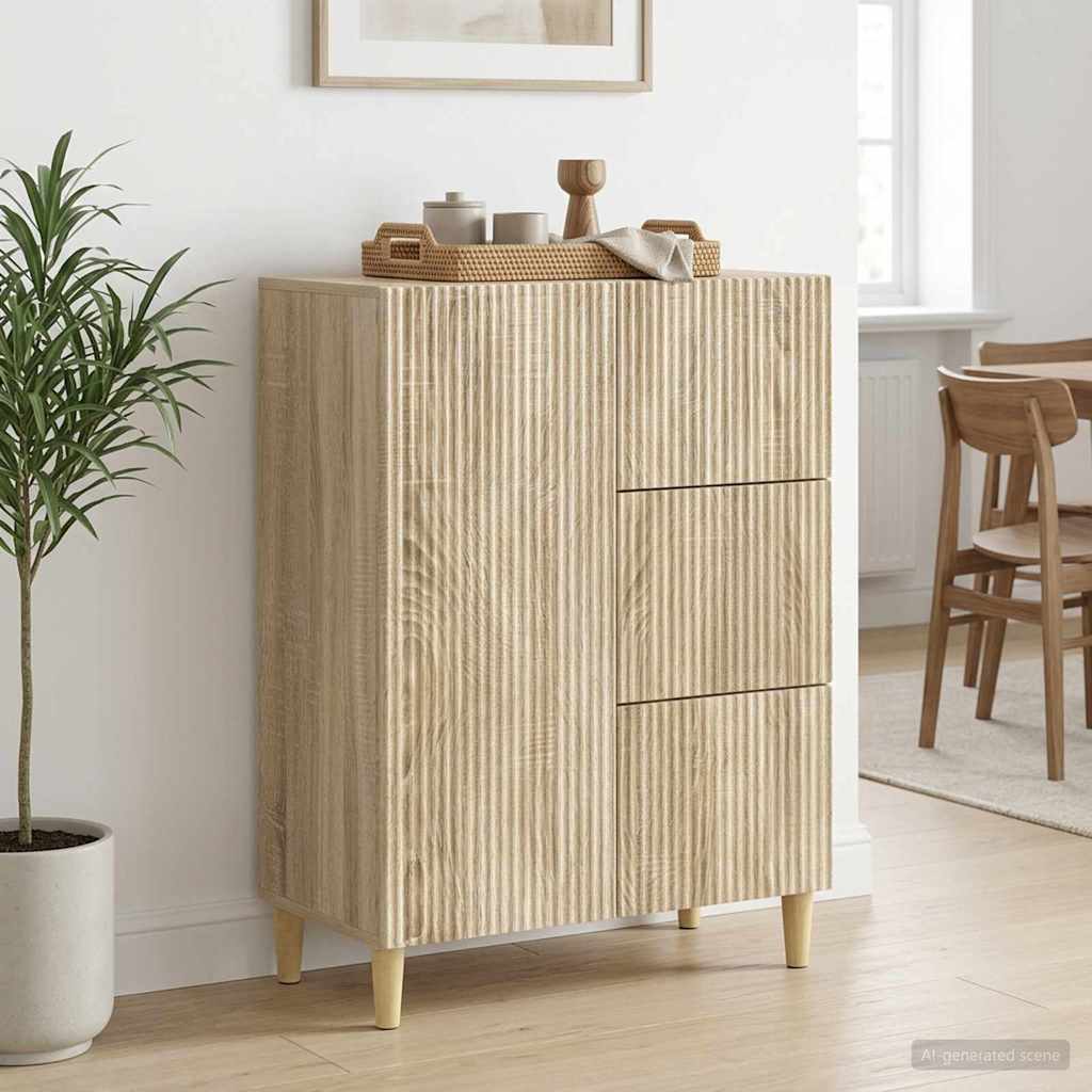 vidaXL Sideboard Sonoma Oak 66 x 34.5 x 90 cm Engineered Wood