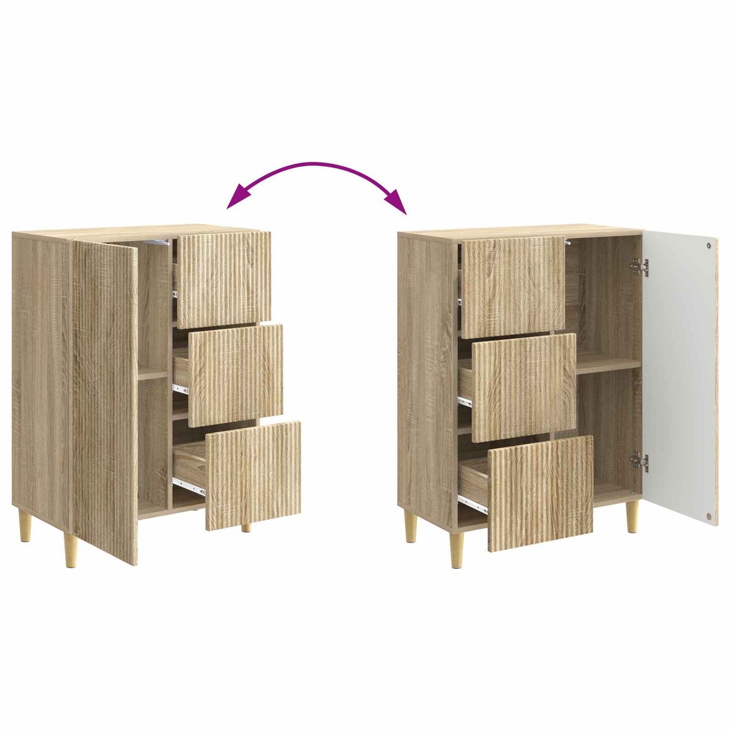 vidaXL Sideboard Sonoma Oak 66 x 34.5 x 90 cm Engineered Wood