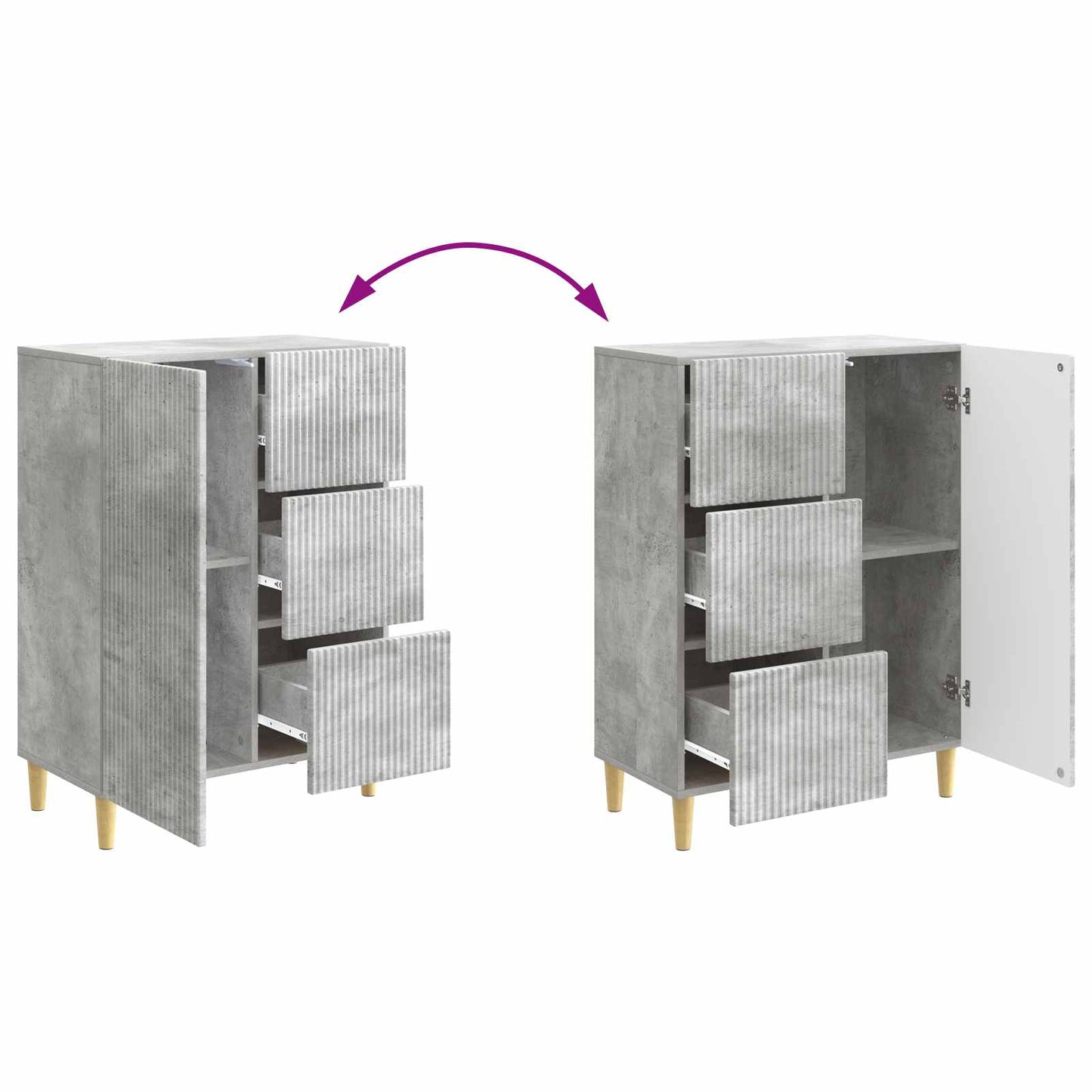vidaXL Sideboard Concrete Grey 66 x 34.5 x 90 cm Engineered Wood