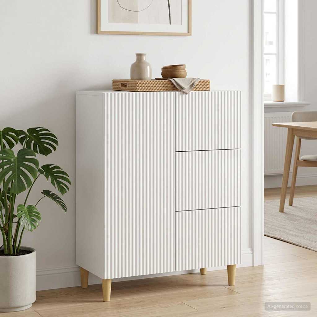 vidaXL Sideboard High Gloss White 66 x 34.5 x 90 cm Engineered Wood