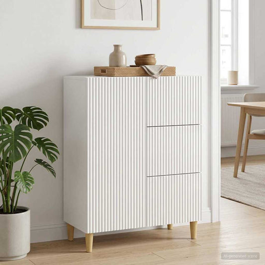 vidaXL Sideboard High Gloss White 66 x 34.5 x 90 cm Engineered Wood