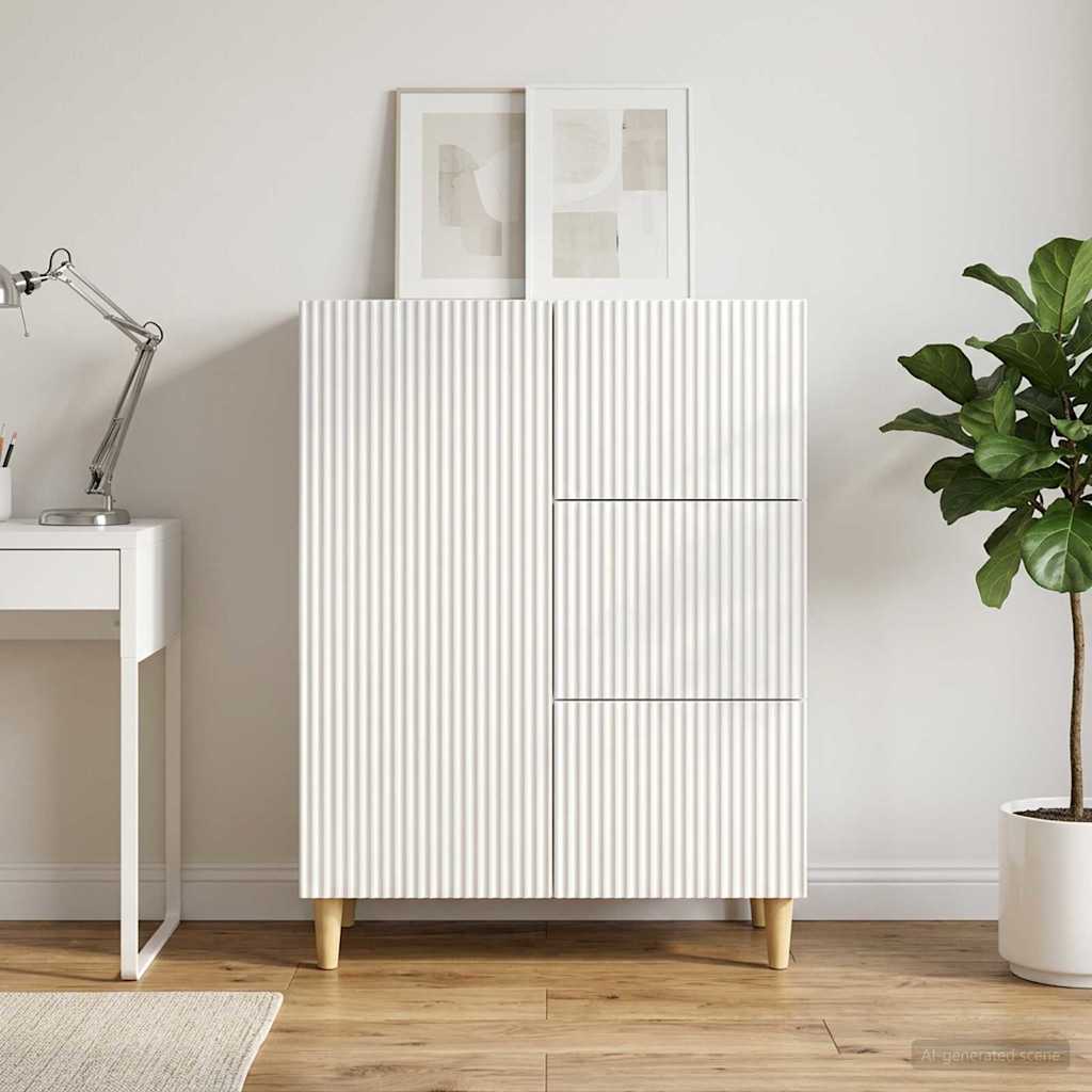 vidaXL Sideboard High Gloss White 66 x 34.5 x 90 cm Engineered Wood