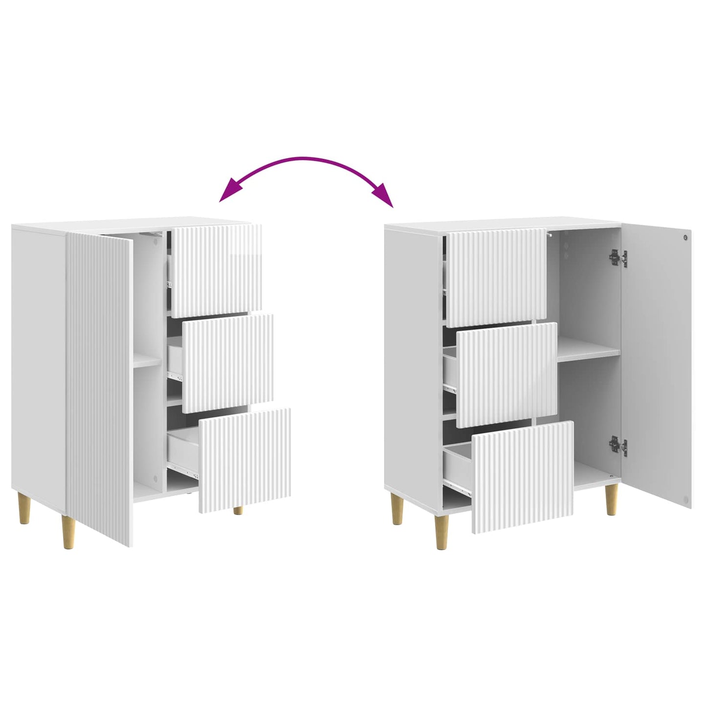 vidaXL Sideboard High Gloss White 66 x 34.5 x 90 cm Engineered Wood