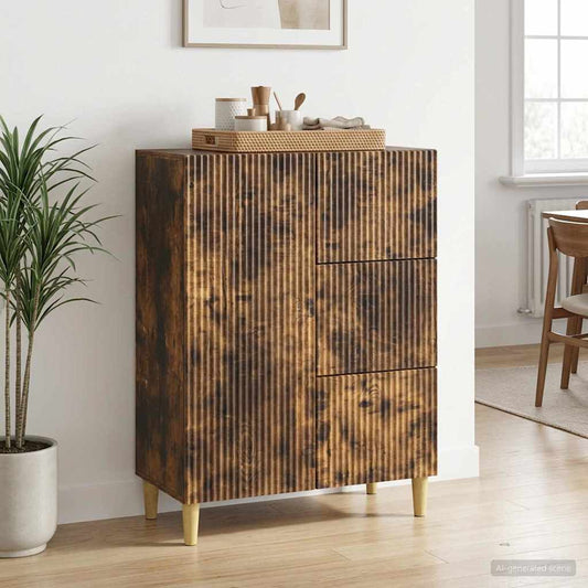 vidaXL Sideboard Smoked Oak 66 x 34.5 x 90 cm Engineered Wood