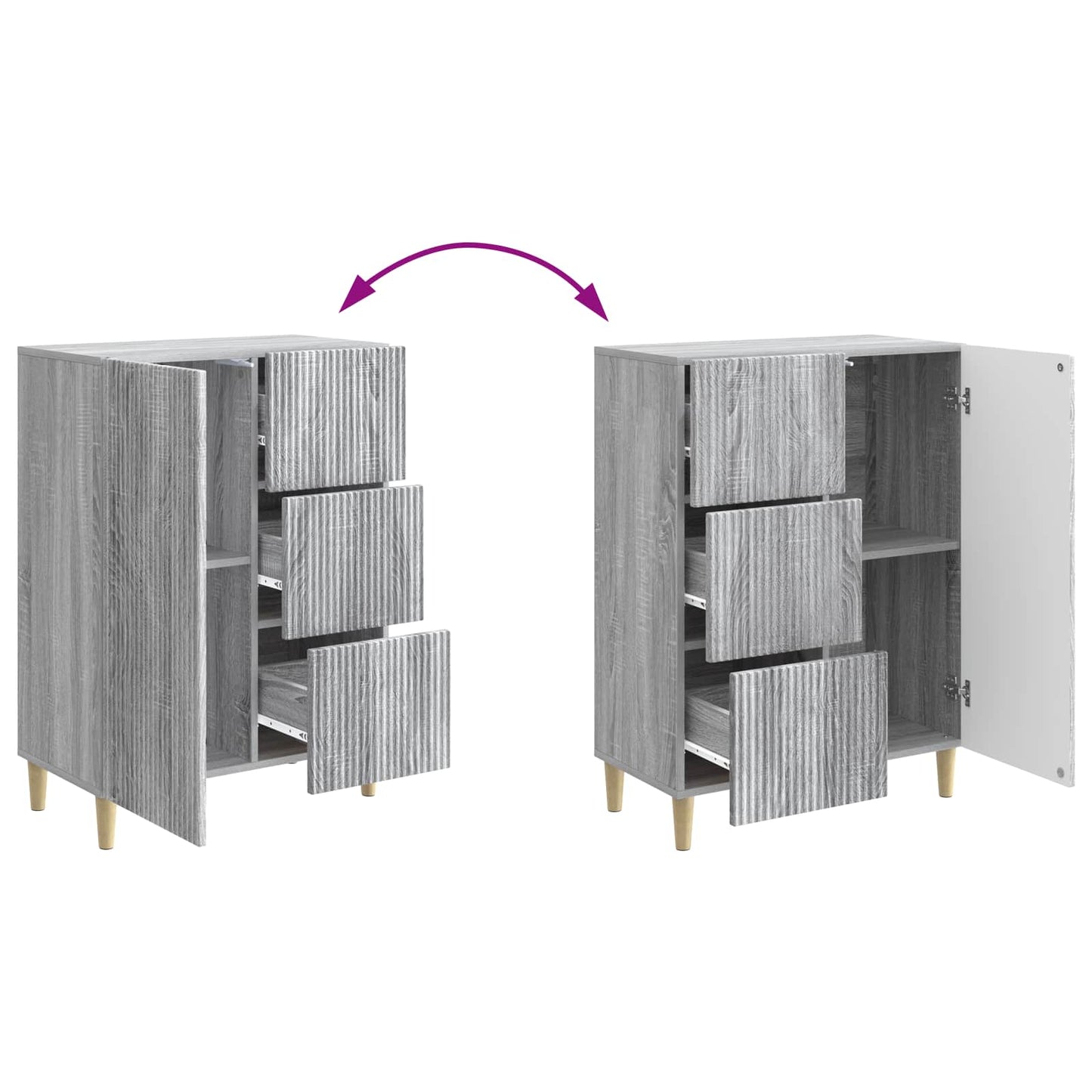 vidaXL Sideboard Grey Sonoma 66 x 34.5 x 90 cm Engineered Wood