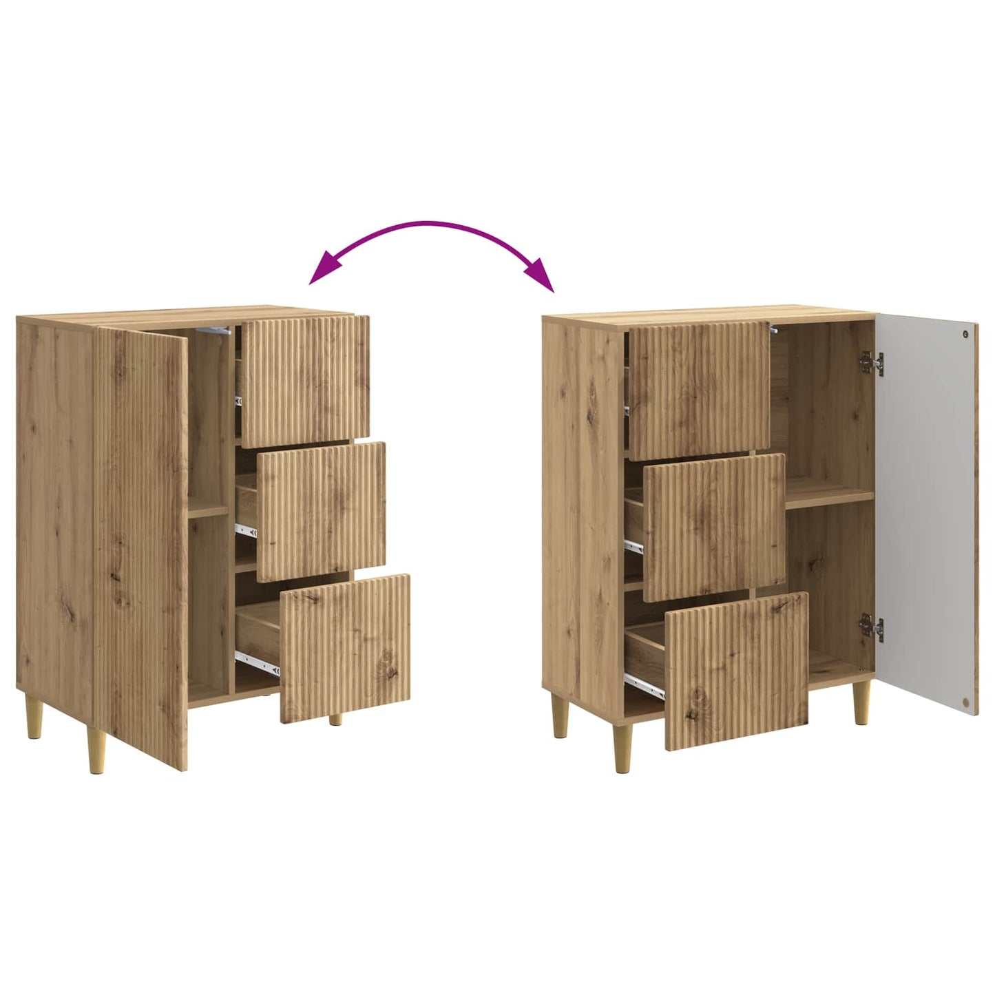 vidaXL Sideboard Artisan Oak 66 x 34.5 x 90 cm Engineered Wood