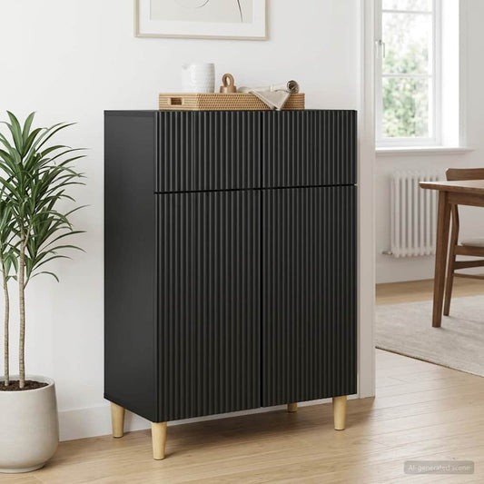 vidaXL Sideboard with Drawer Black 66 x 34.5 x 90 cm Engineered Wood