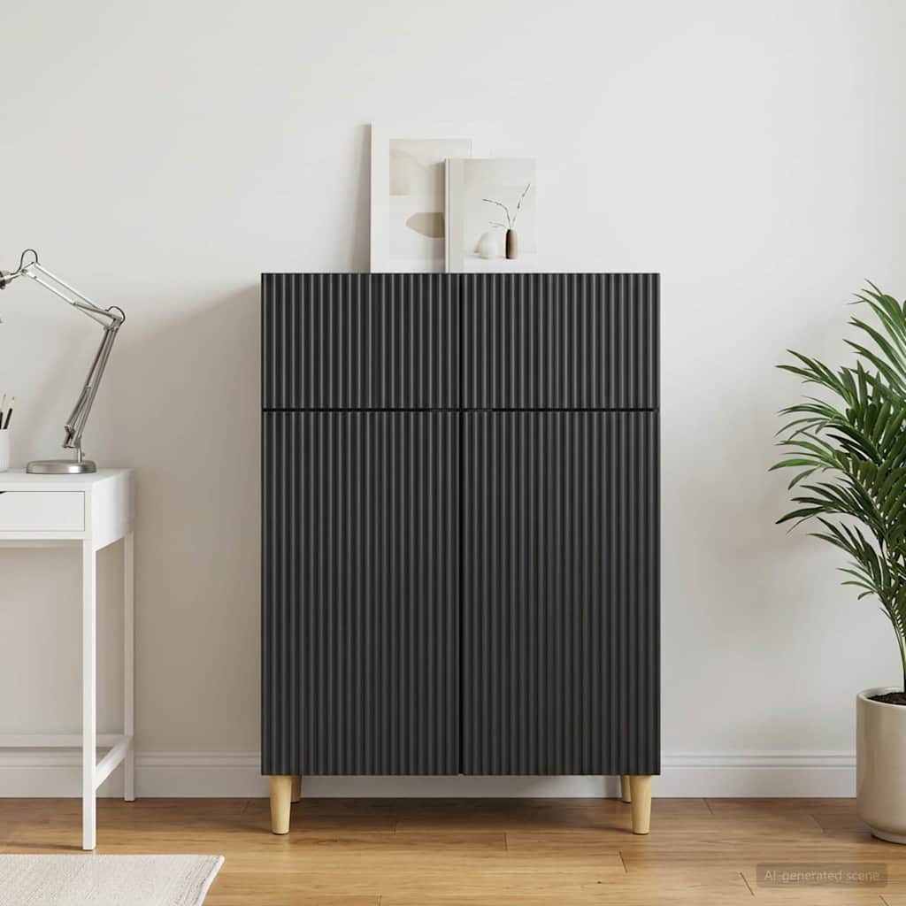 vidaXL Sideboard with Drawer Black 66 x 34.5 x 90 cm Engineered Wood