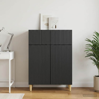vidaXL Sideboard with Drawer Black 66 x 34.5 x 90 cm Engineered Wood