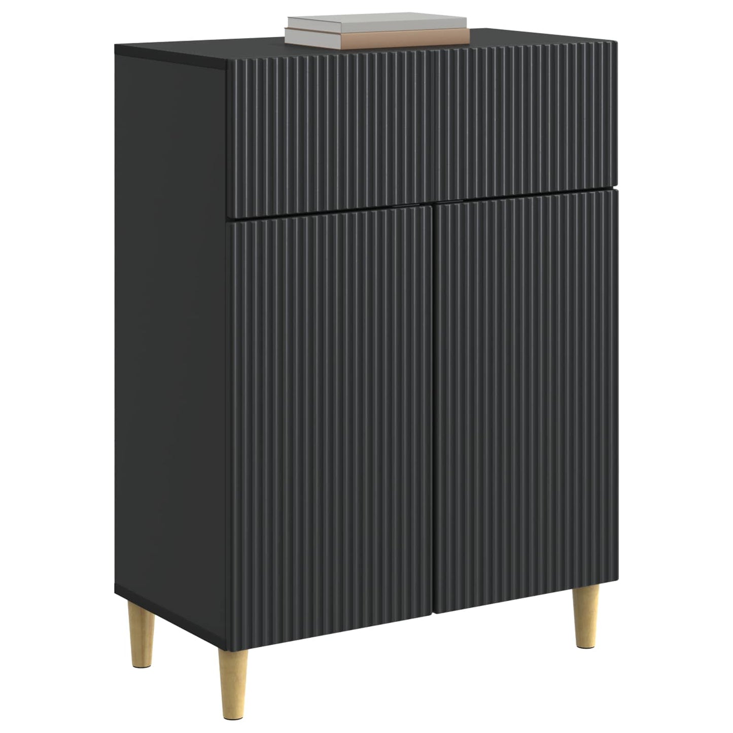 vidaXL Sideboard with Drawer Black 66 x 34.5 x 90 cm Engineered Wood
