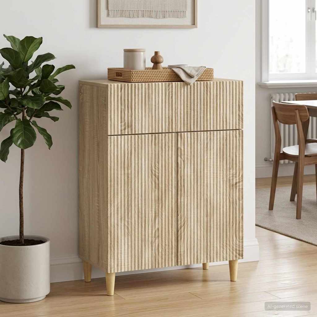 vidaXL Sideboard Sonoma Oak 66 x 34.5 x 90 cm Engineered Wood
