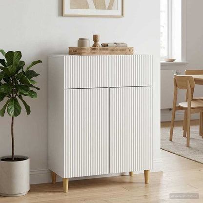 vidaXL Sideboard High Gloss White 66 x 34.5 x 90 cm Engineered Wood
