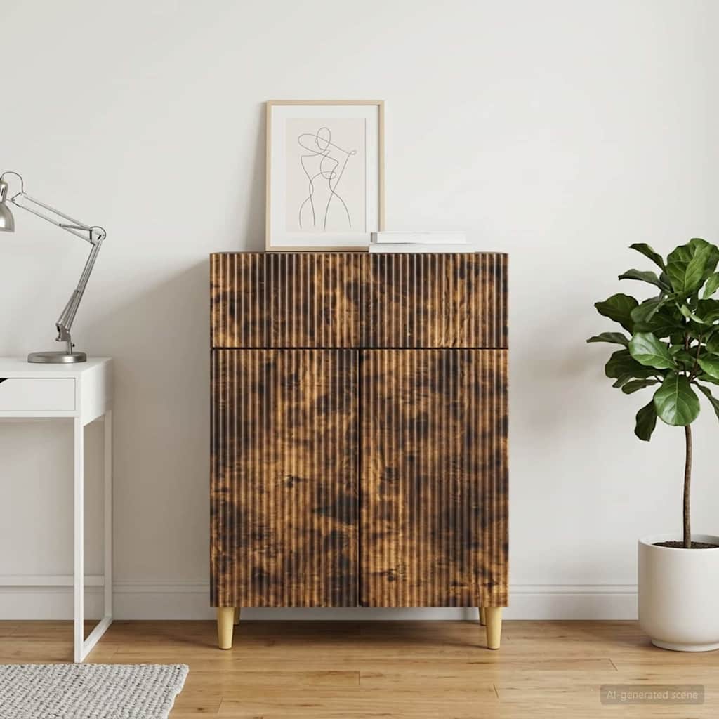 vidaXL Sideboard Smoked Oak 66 x 34.5 x 90 cm Engineered Wood