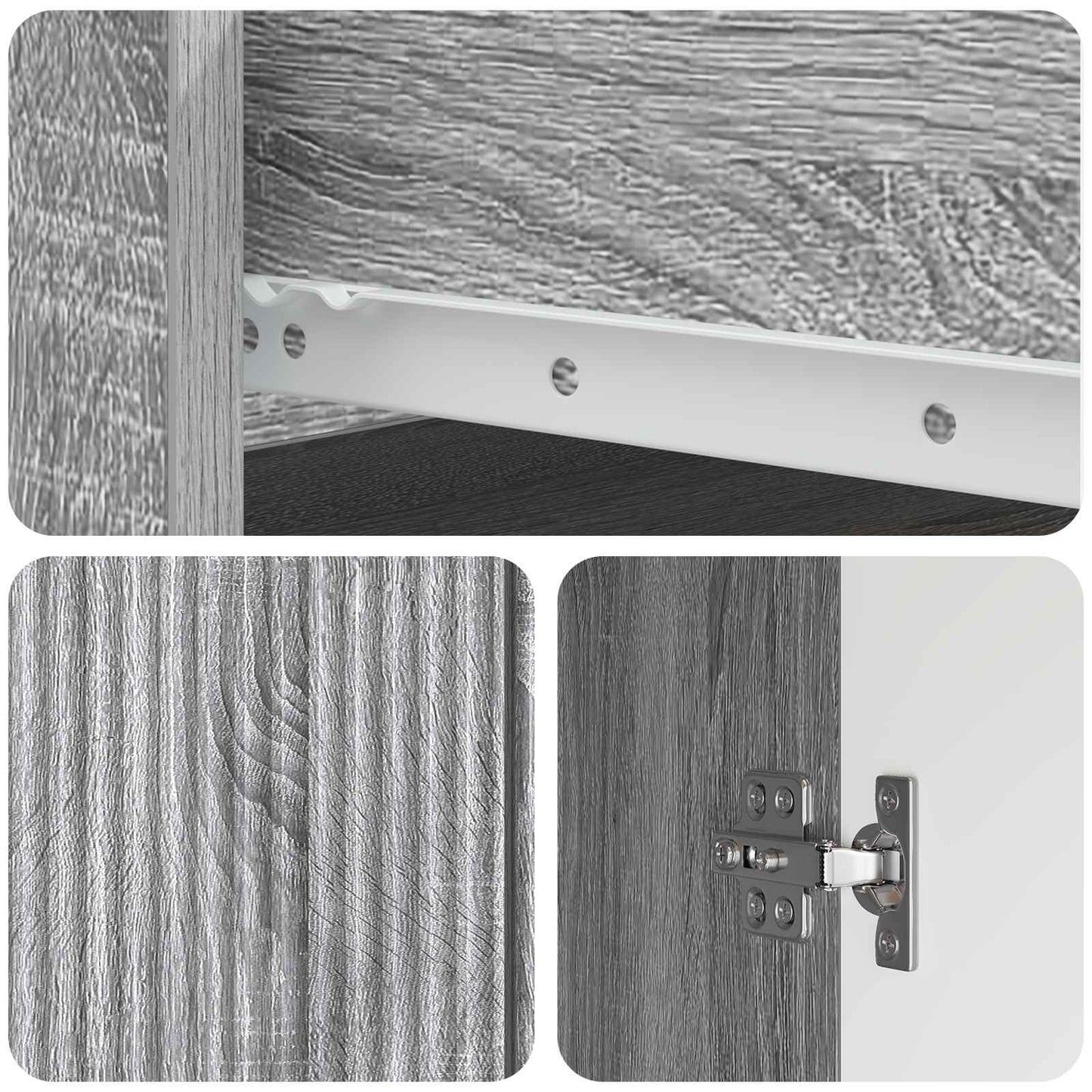vidaXL Sideboard Grey Sonoma 66 x 34.5 x 90 cm Engineered Wood