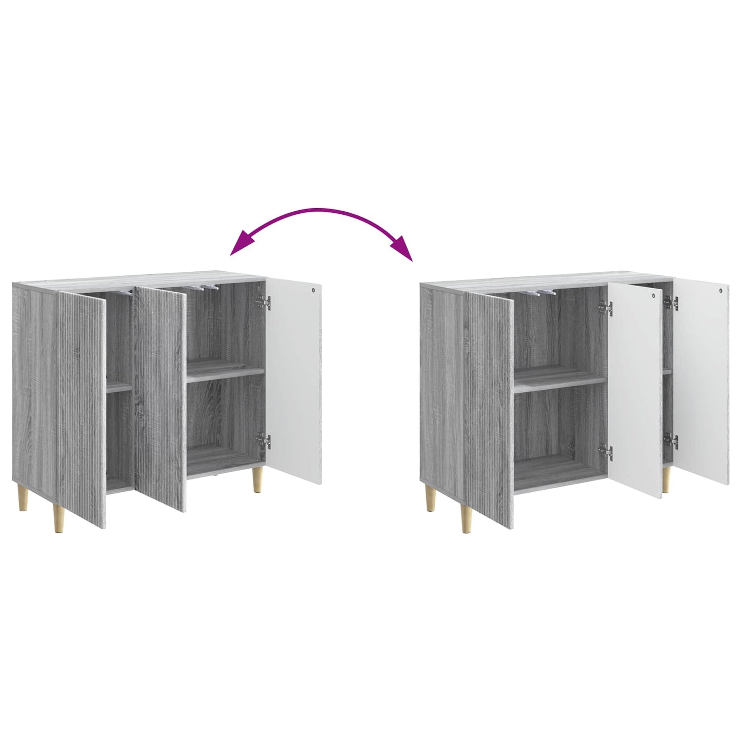 vidaXL Sideboard Grey Sonoma 89 x 34.5 x 80 cm Engineered Wood