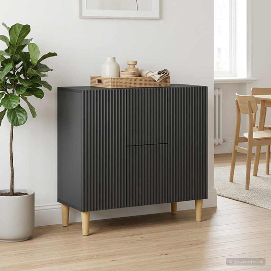 vidaXL Sideboard with Drawer Black 89 x 34.5 x 60 cm Engineered Wood