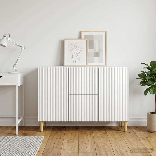 vidaXL Sideboard High Gloss White 89 x 34.5 x 60 cm Engineered Wood
