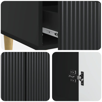 vidaXL Sideboard with Drawer Black 66 x 34.5 x 95 cm Engineered Wood
