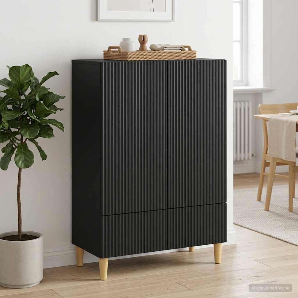 vidaXL Sideboard with Drawer Black 66 x 34.5 x 95 cm Engineered Wood