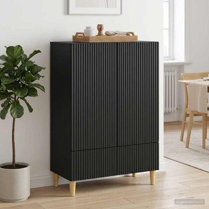 vidaXL Sideboard with Drawer Black 66 x 34.5 x 95 cm Engineered Wood