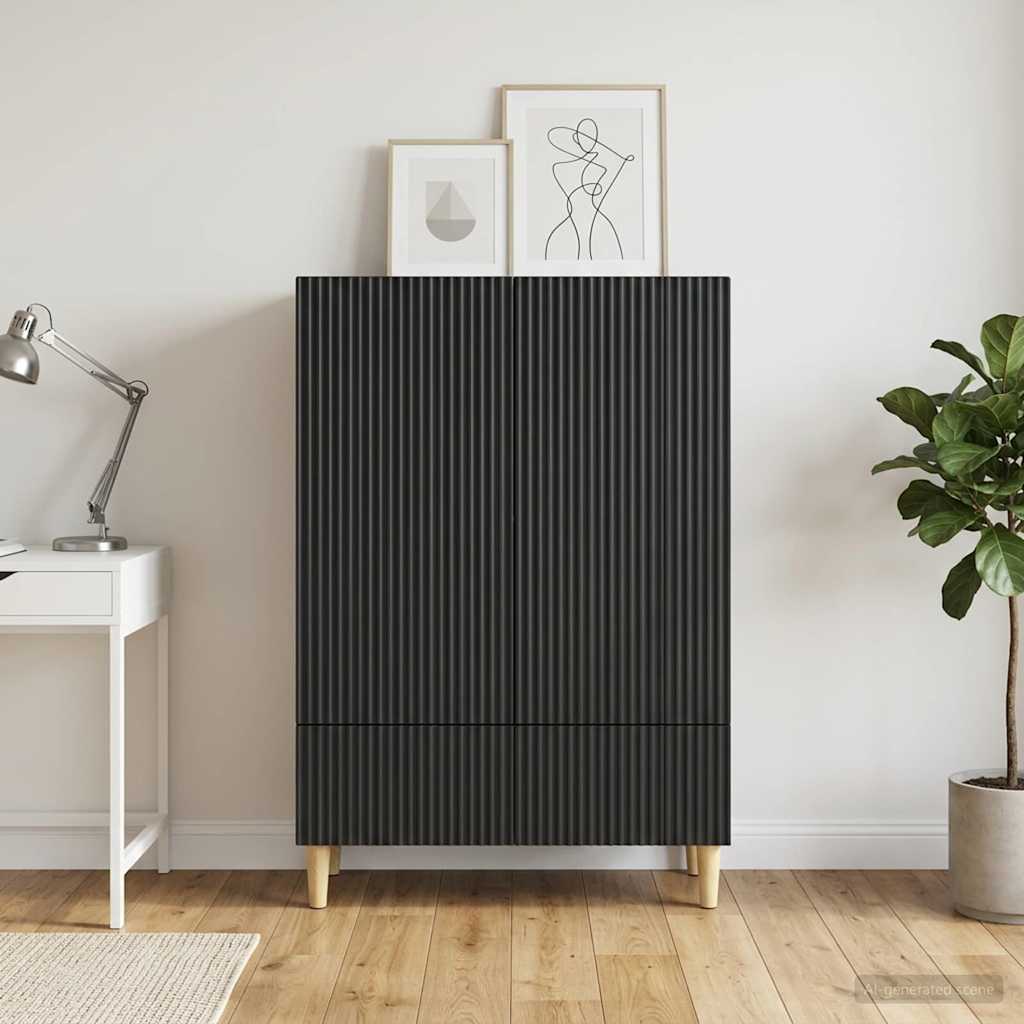 vidaXL Sideboard with Drawer Black 66 x 34.5 x 95 cm Engineered Wood
