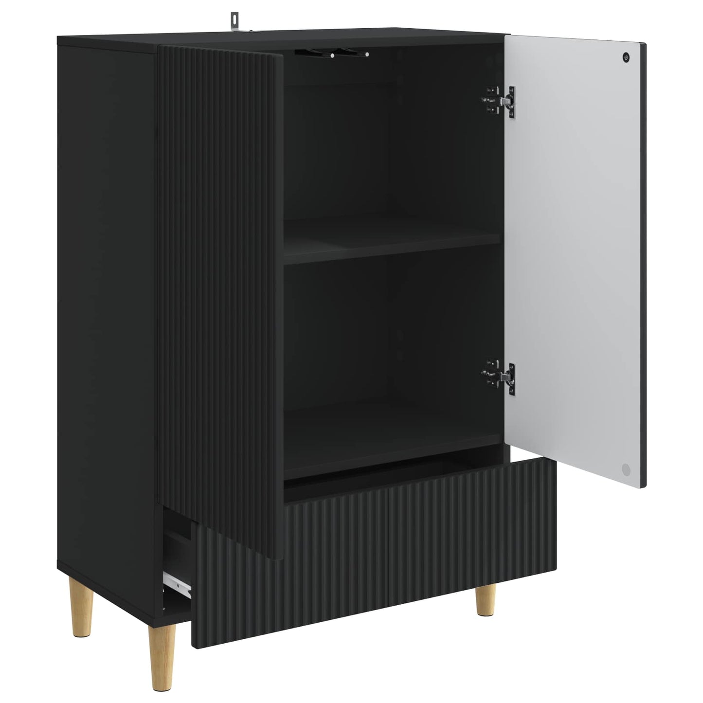 vidaXL Sideboard with Drawer Black 66 x 34.5 x 95 cm Engineered Wood