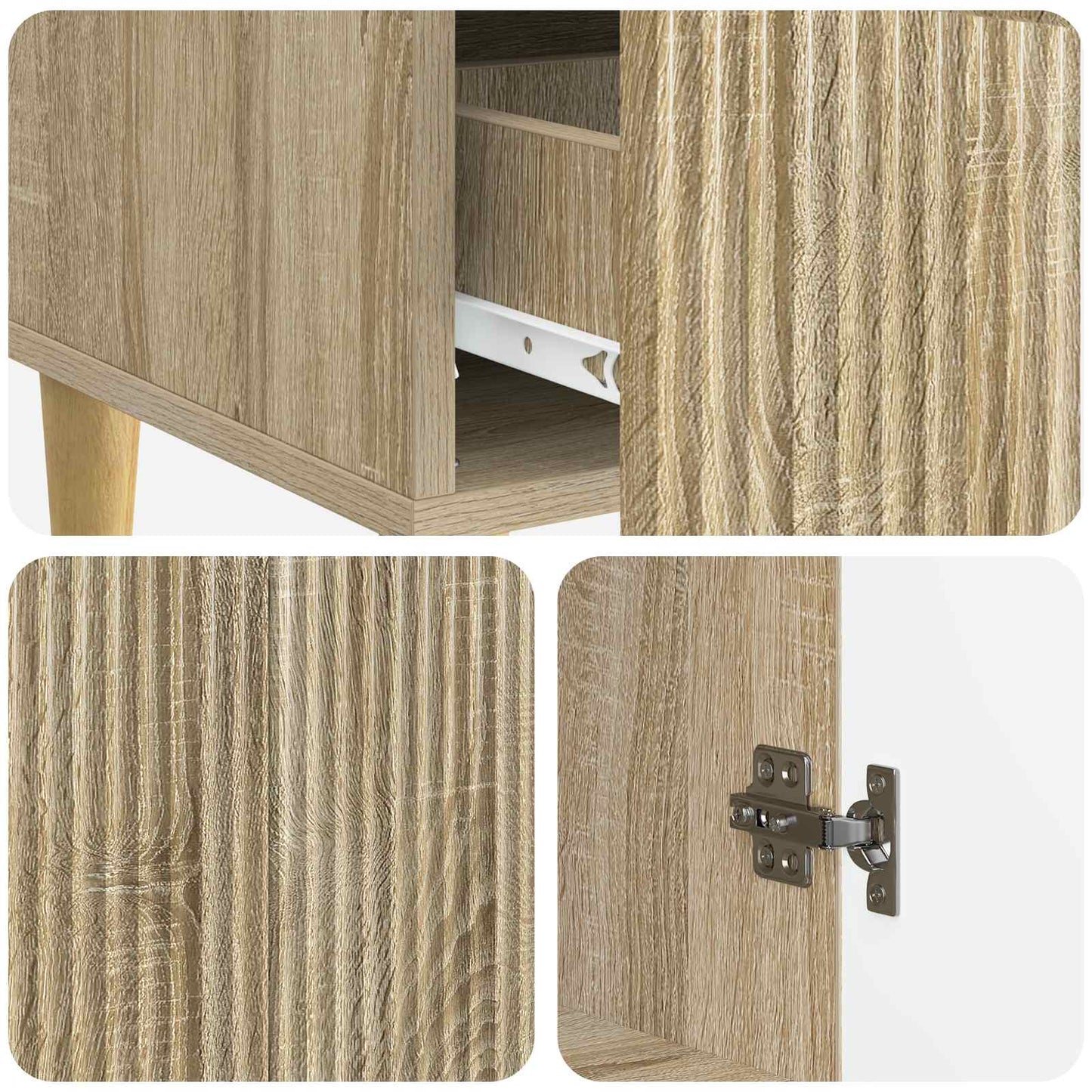 vidaXL Sideboard Sonoma Oak 66 x 34.5 x 95 cm Engineered Wood