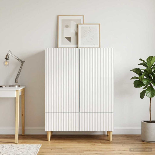 vidaXL Sideboard High Gloss White 66 x 34.5 x 95 cm Engineered Wood