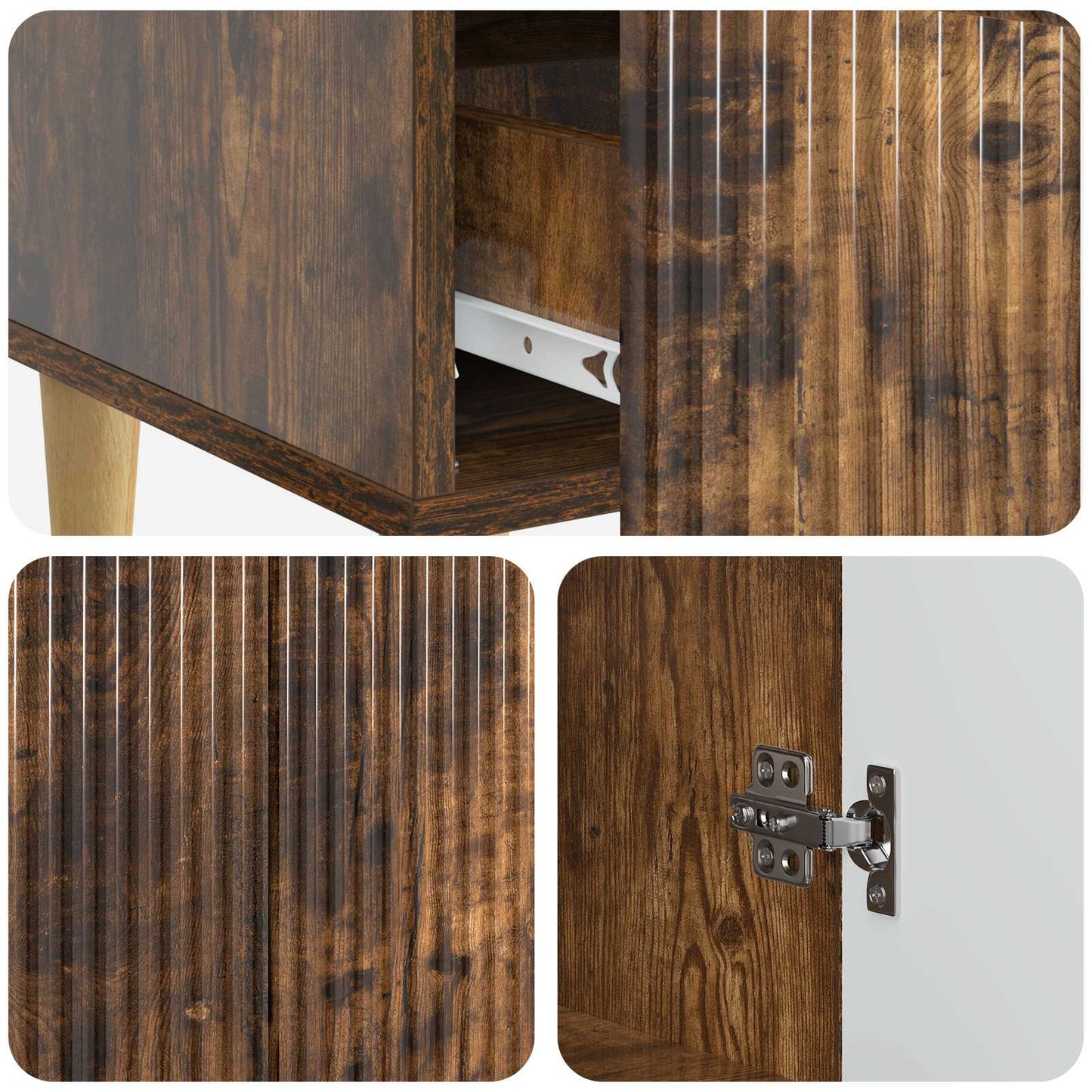 vidaXL Sideboard Smoked Oak 66 x 34.5 x 95 cm Engineered Wood