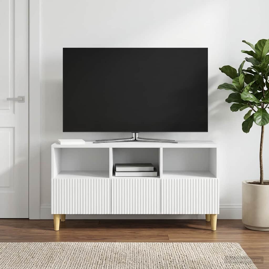 vidaXL TV Cabinet with Drawer White 102 x 34.5 x 50 cm Engineered Wood