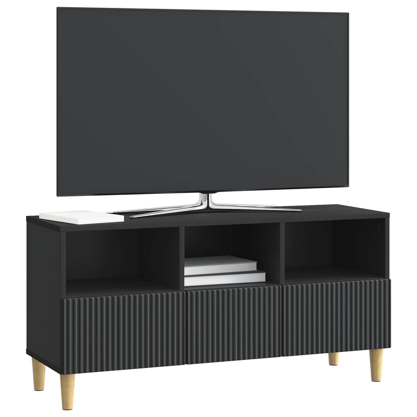 vidaXL TV Cabinet 102 x 34.5 x 50 cm Black Engineered Wood