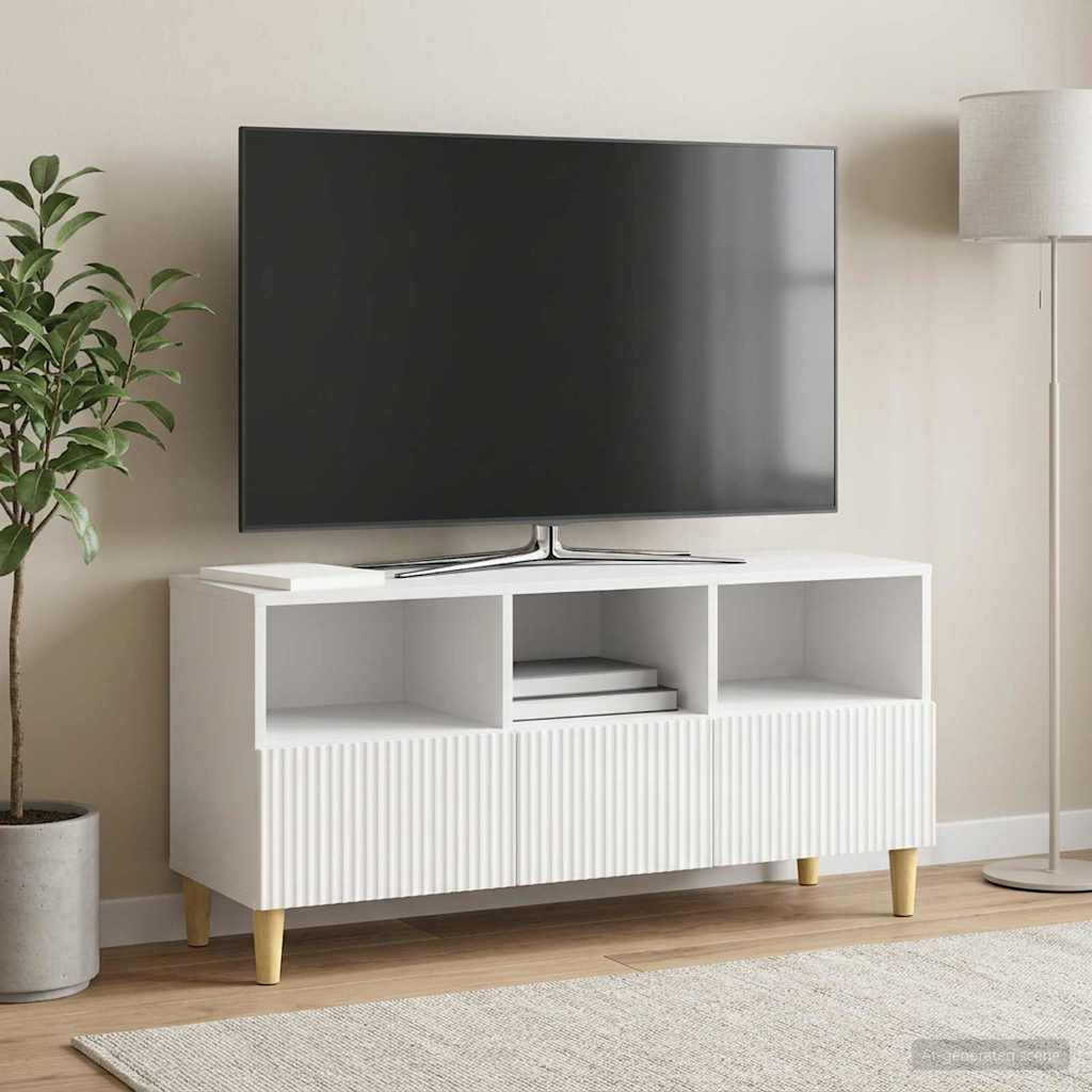 vidaXL TV Cabinet High Gloss White 102 x 34.5 x 50 cm Engineered Wood